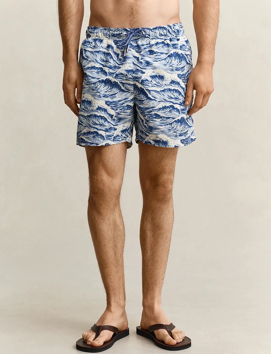 Gant - WAVES PRINT SWIM SHORTS - badeshorts - vintage blue - 3