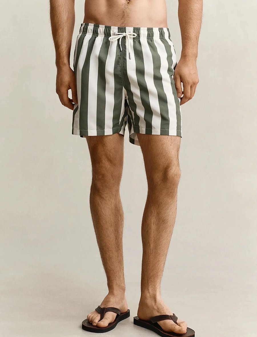 Gant - BLOCK STRIPED SWIM SHORTS - badeshorts - dry herb green - 3