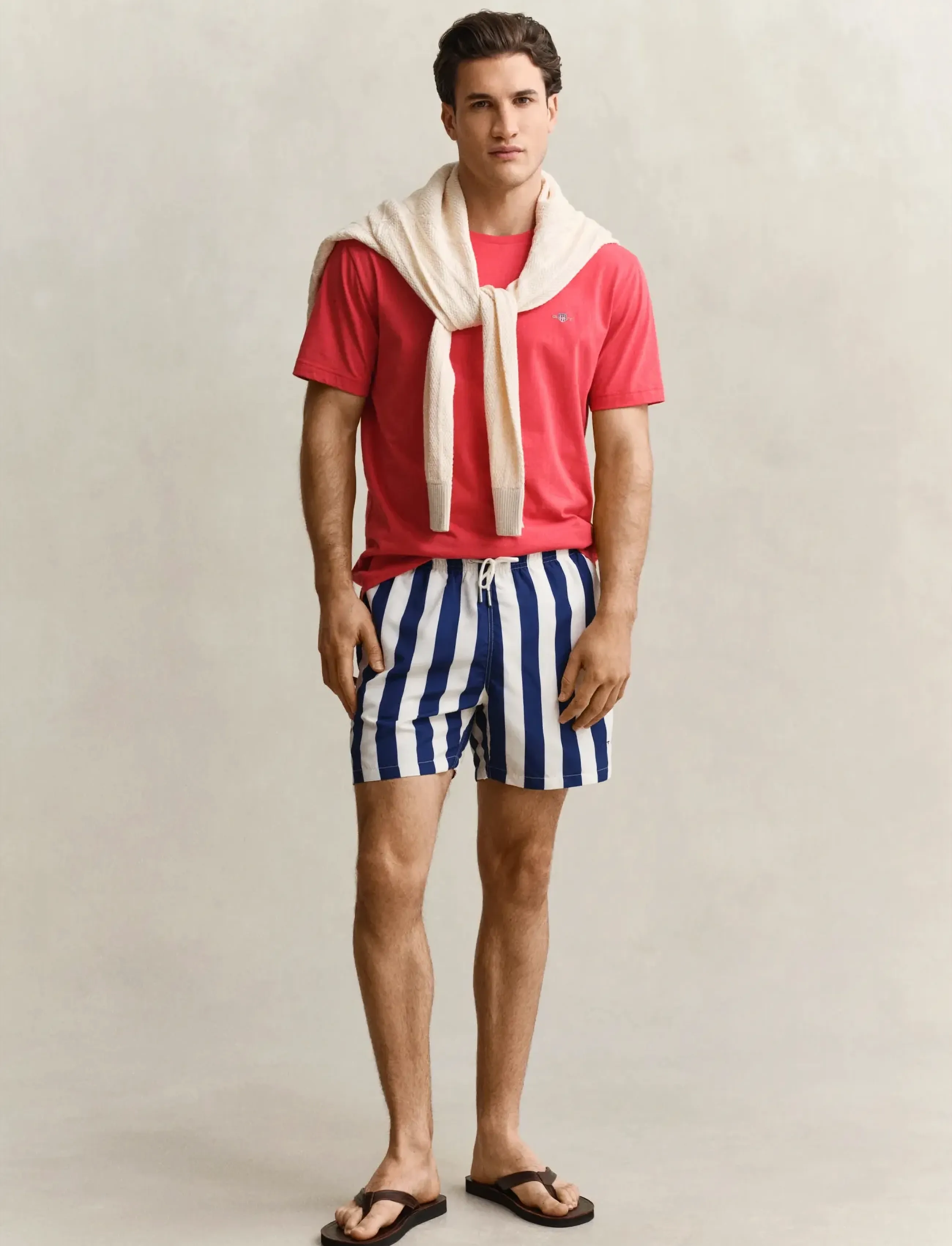 Gant Block Striped Swim Shorts, Stribede Badeshorts, Navy, Str: L