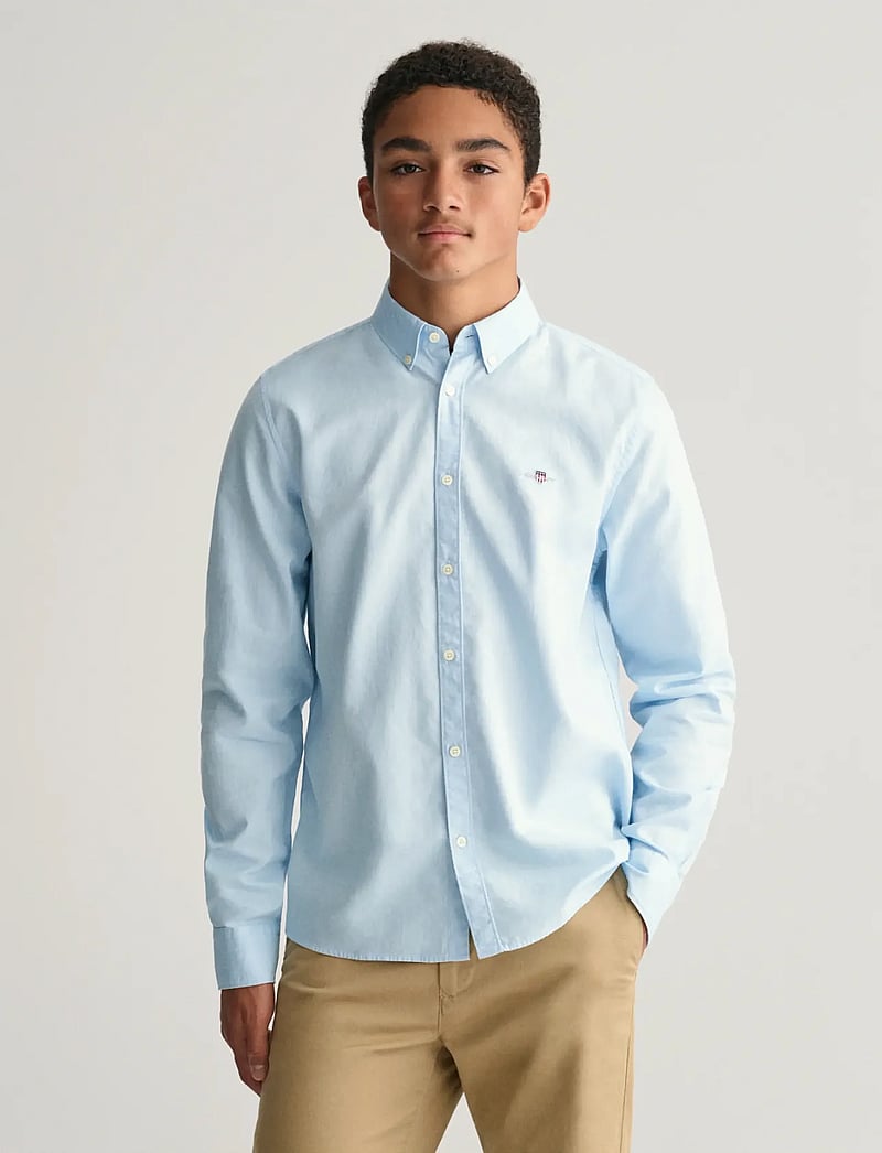 GANT - SHIELD OXFORD BD SHIRT - långärmade skjortor - capri blue - 0