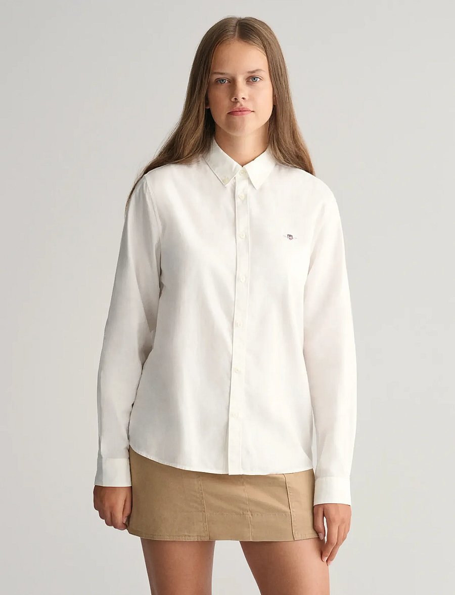 Gant - SHIELD OXFORD BD SHIRT - marškiniai ilgomis rankovėmis - white - 0