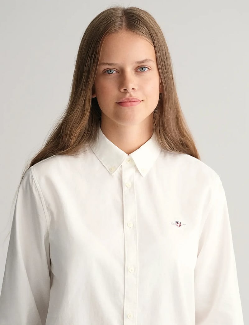 GANT - SHIELD OXFORD BD SHIRT - langärmlige hemden - white - 4
