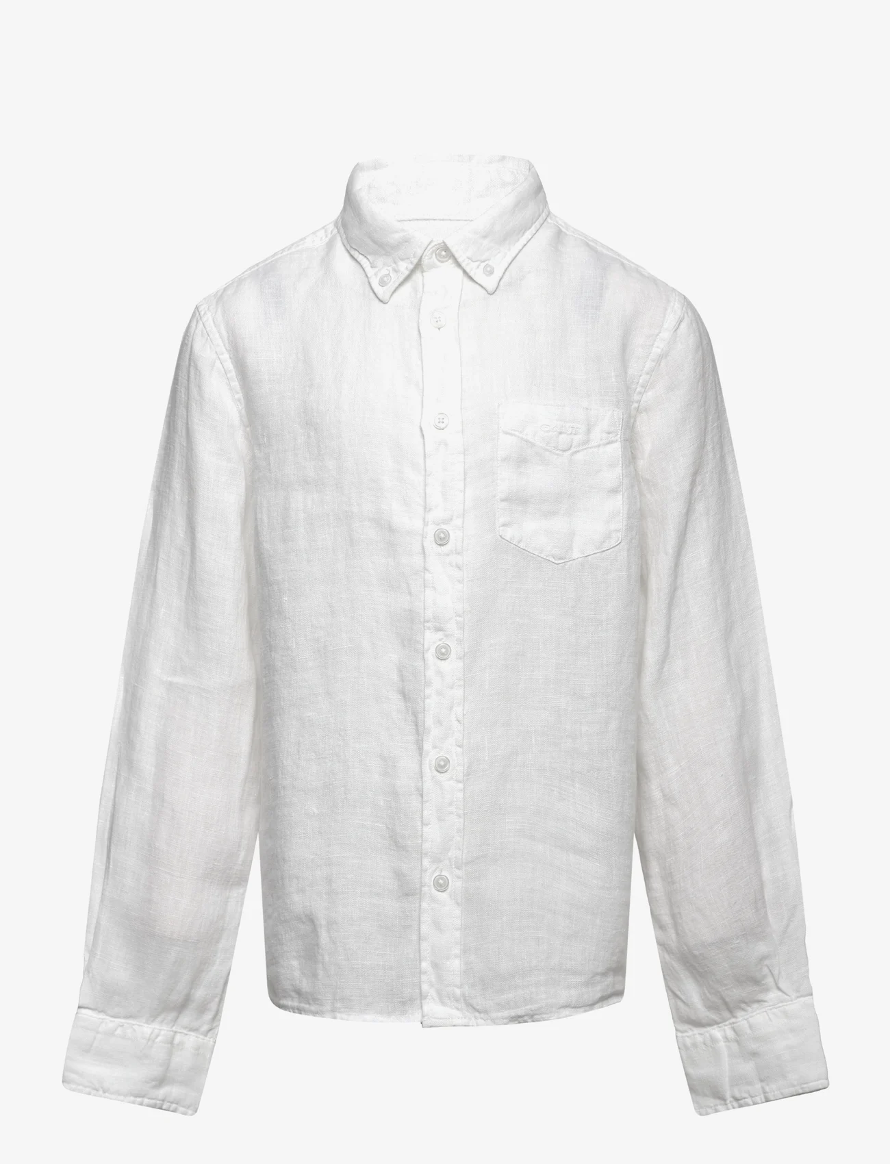 GANT - REG. LINEN LS BD SHIRT - langærmede skjorter - white - 0