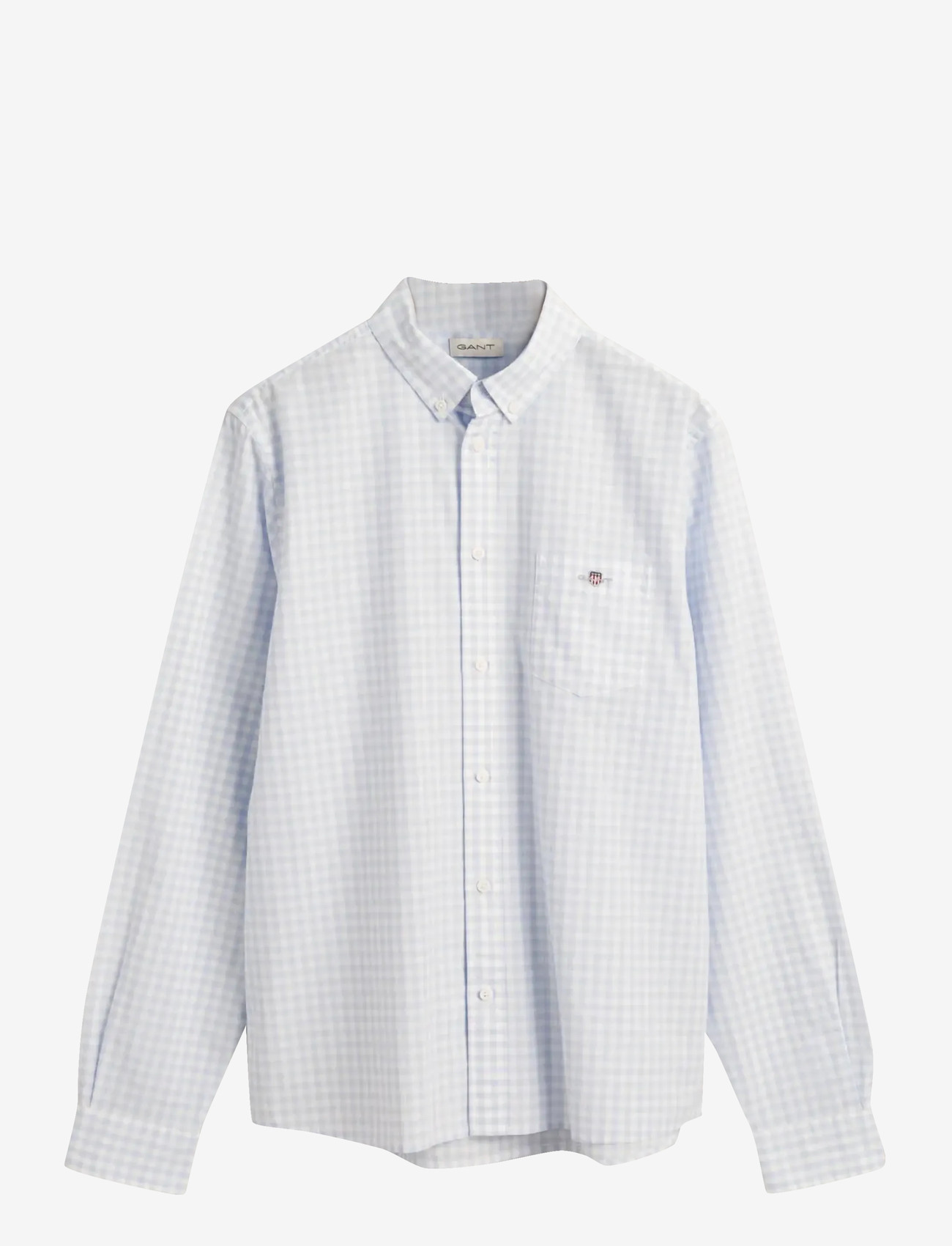 GANT - POPLIN GINGHAM SHIELD SHIRT - långärmade skjortor - light blue - 1