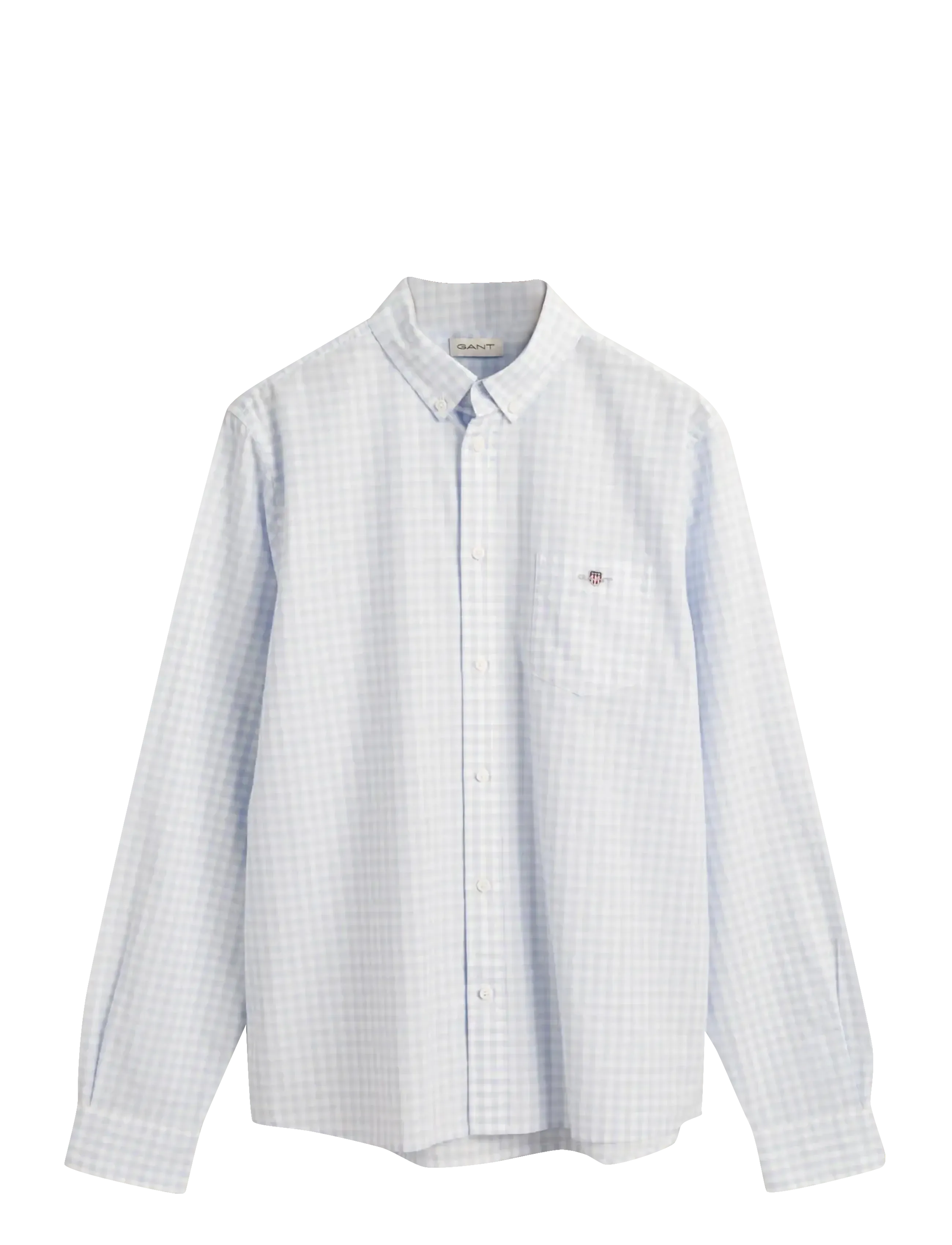 POPLIN GINGHAM SHIELD SHIRT - LIGHT BLUE