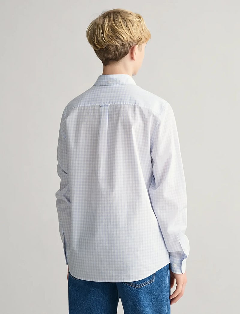 GANT - POPLIN GINGHAM SHIELD SHIRT - långärmade skjortor - light blue - 2