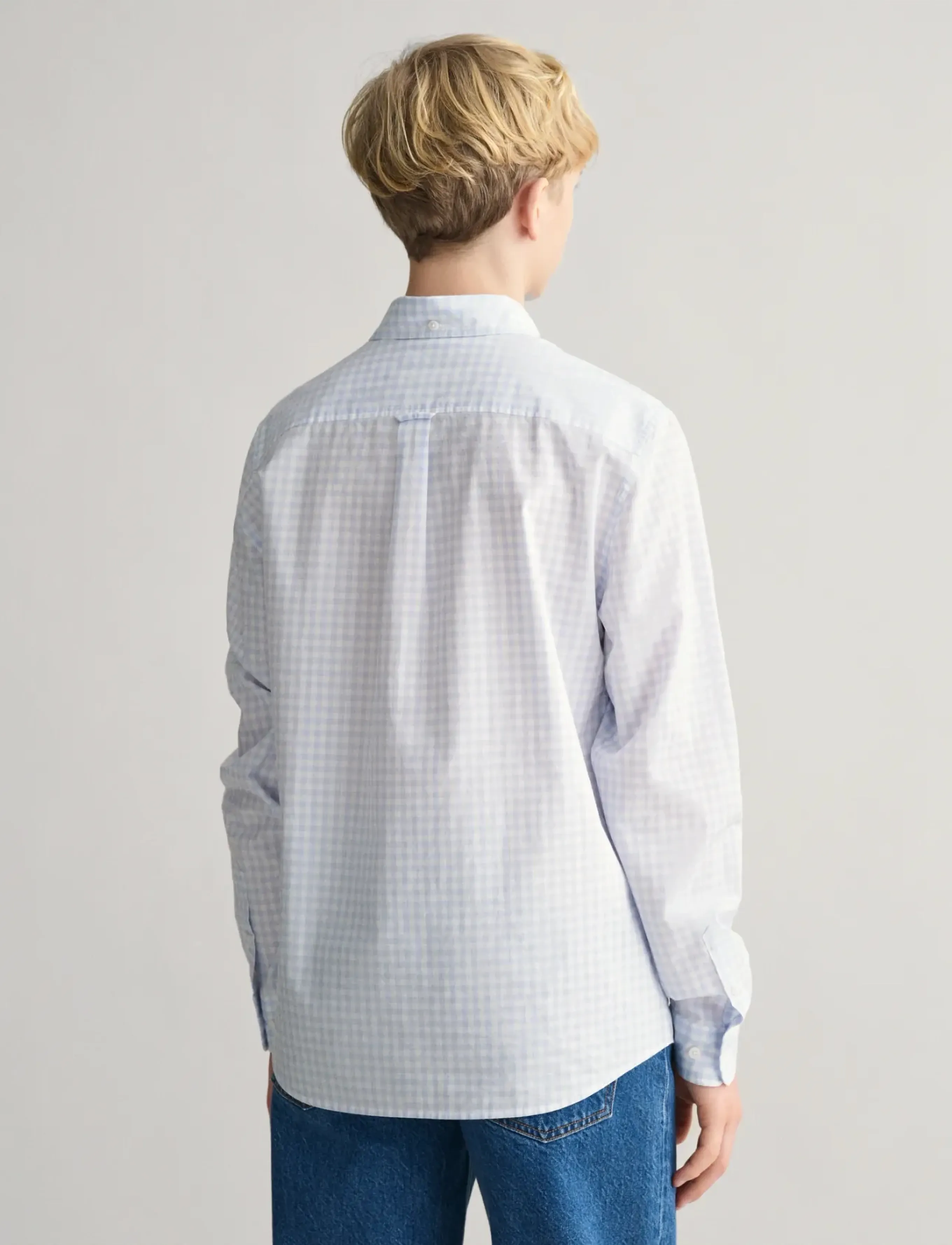 Gant - POPLIN GINGHAM SHIELD SHIRT - långärmade skjortor - light blue - 2