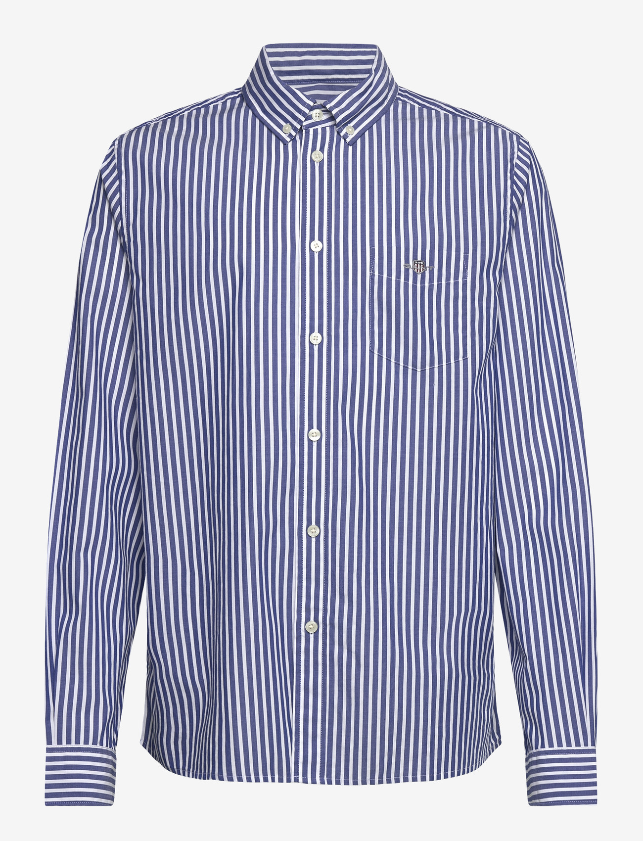 Gant - STRIPED SHIELD POPLIN SHIRT - langærmede skjorter - college blue - 0