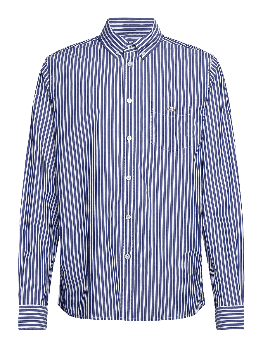 Gant - STRIPED SHIELD POPLIN SHIRT - langärmlige hemden - college blue - 0