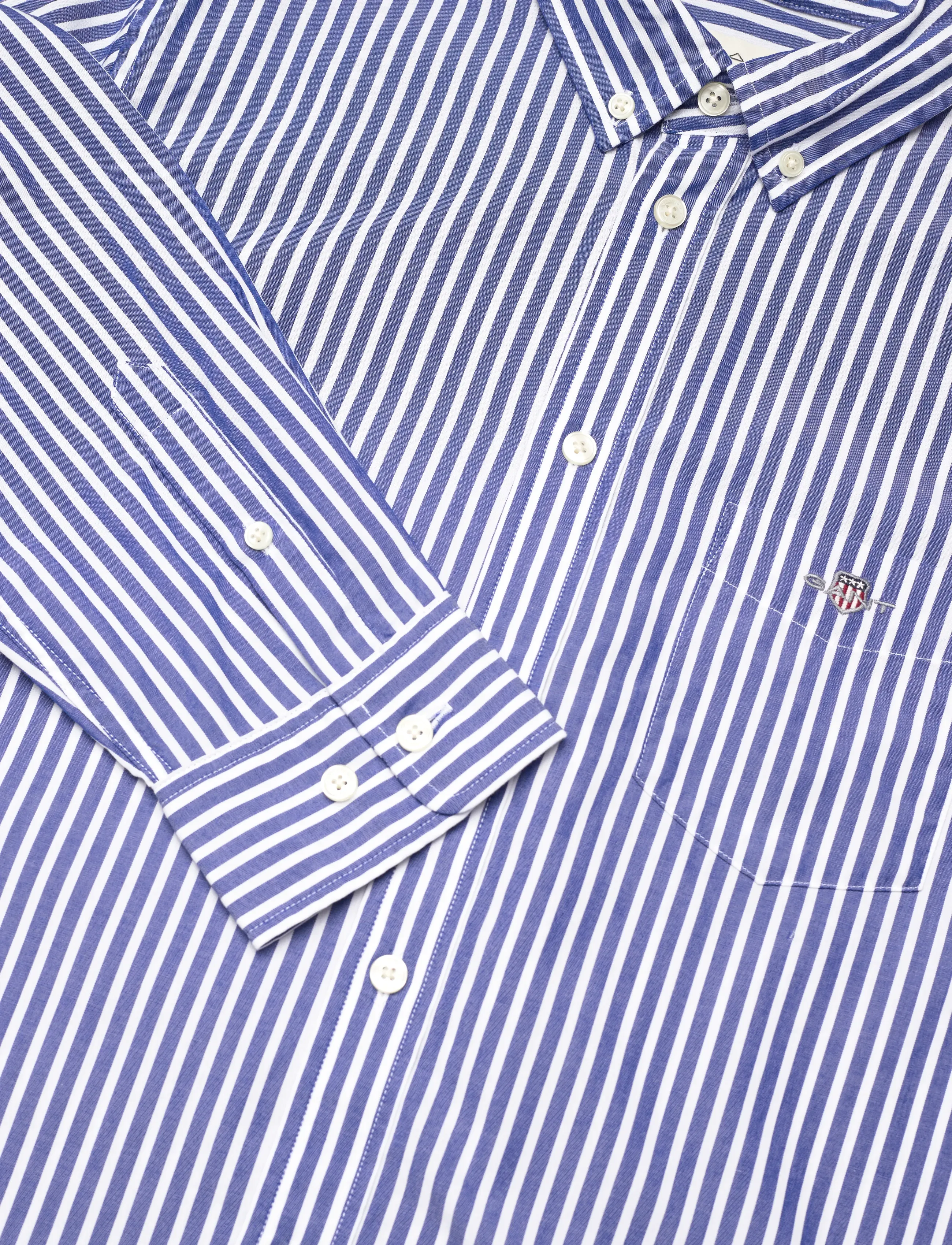 Gant - STRIPED SHIELD POPLIN SHIRT - langärmlige hemden - college blue - 2