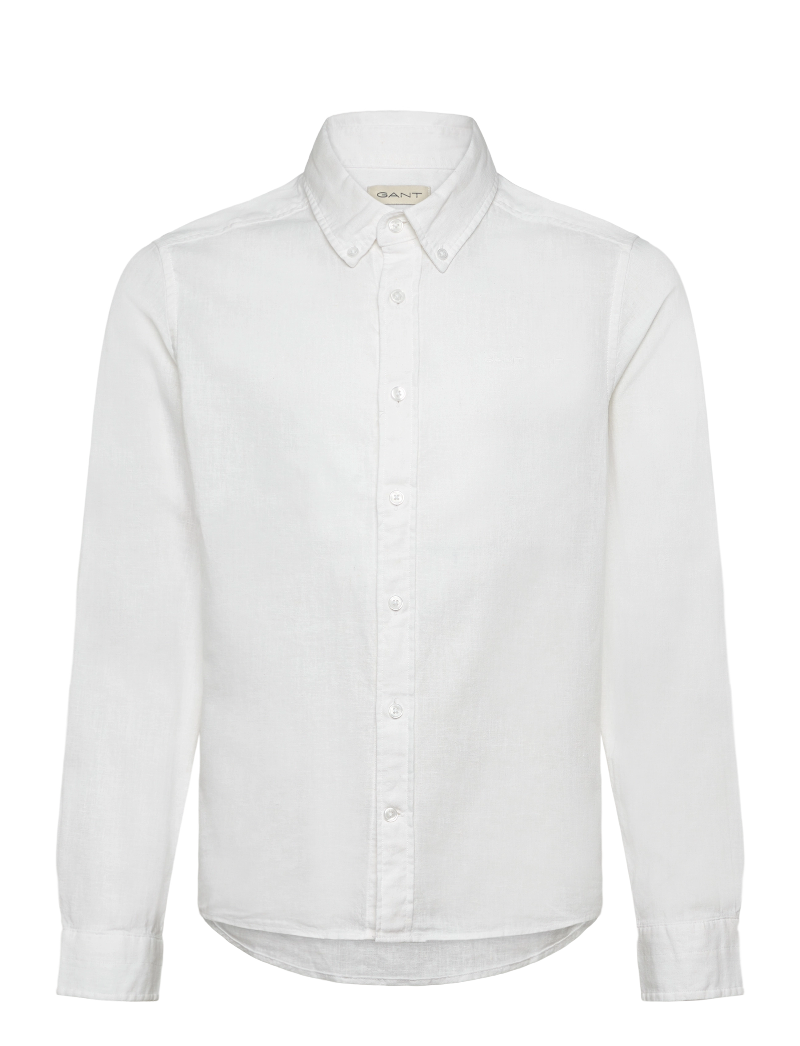 Gant Cotton Linen Bd Ls Shirt, Børn, Langærmet Button-Down Skjorte, Hvid, Str: 146-152