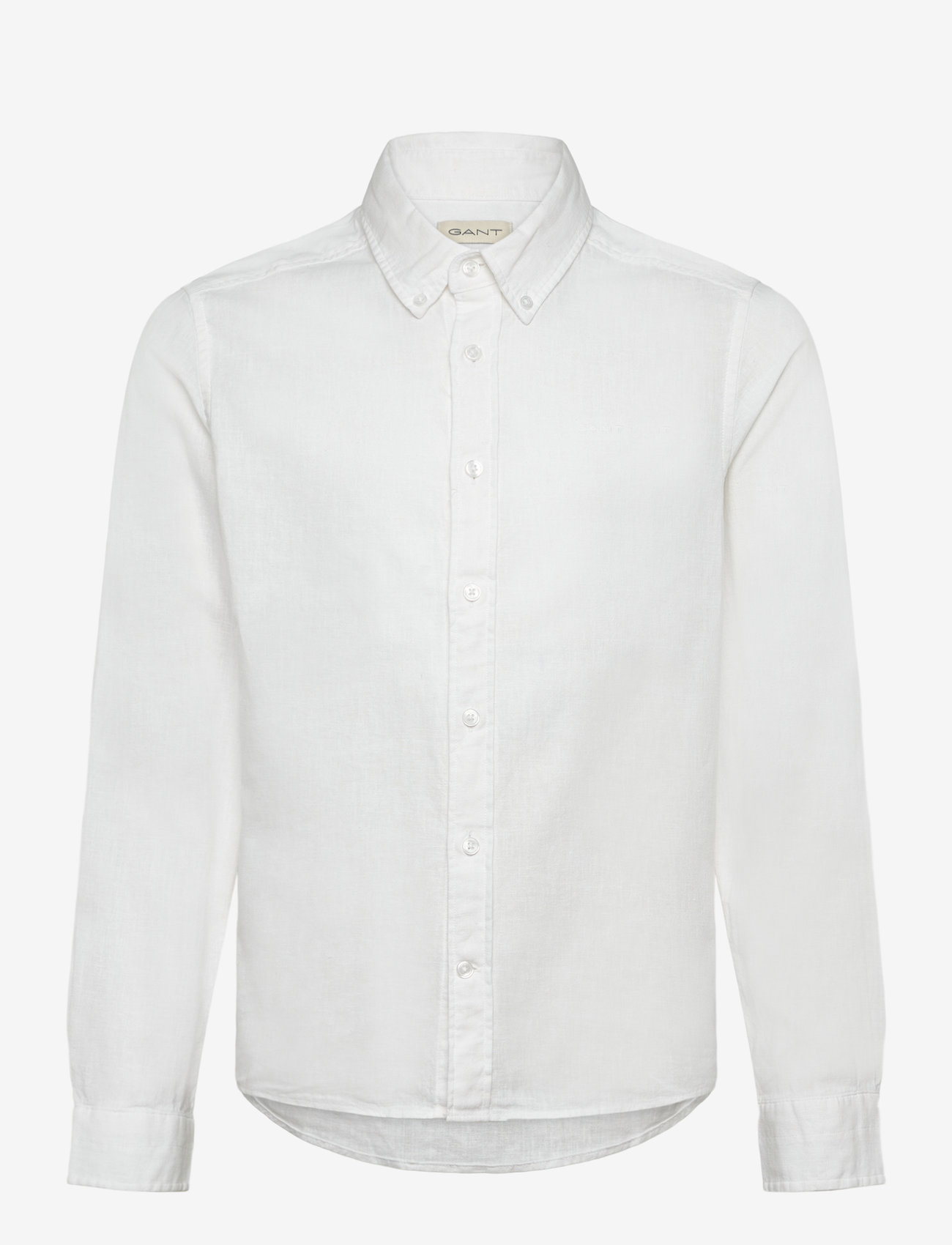 GANT - COTTON LINEN BD LS SHIRT - långärmade skjortor - white - 0