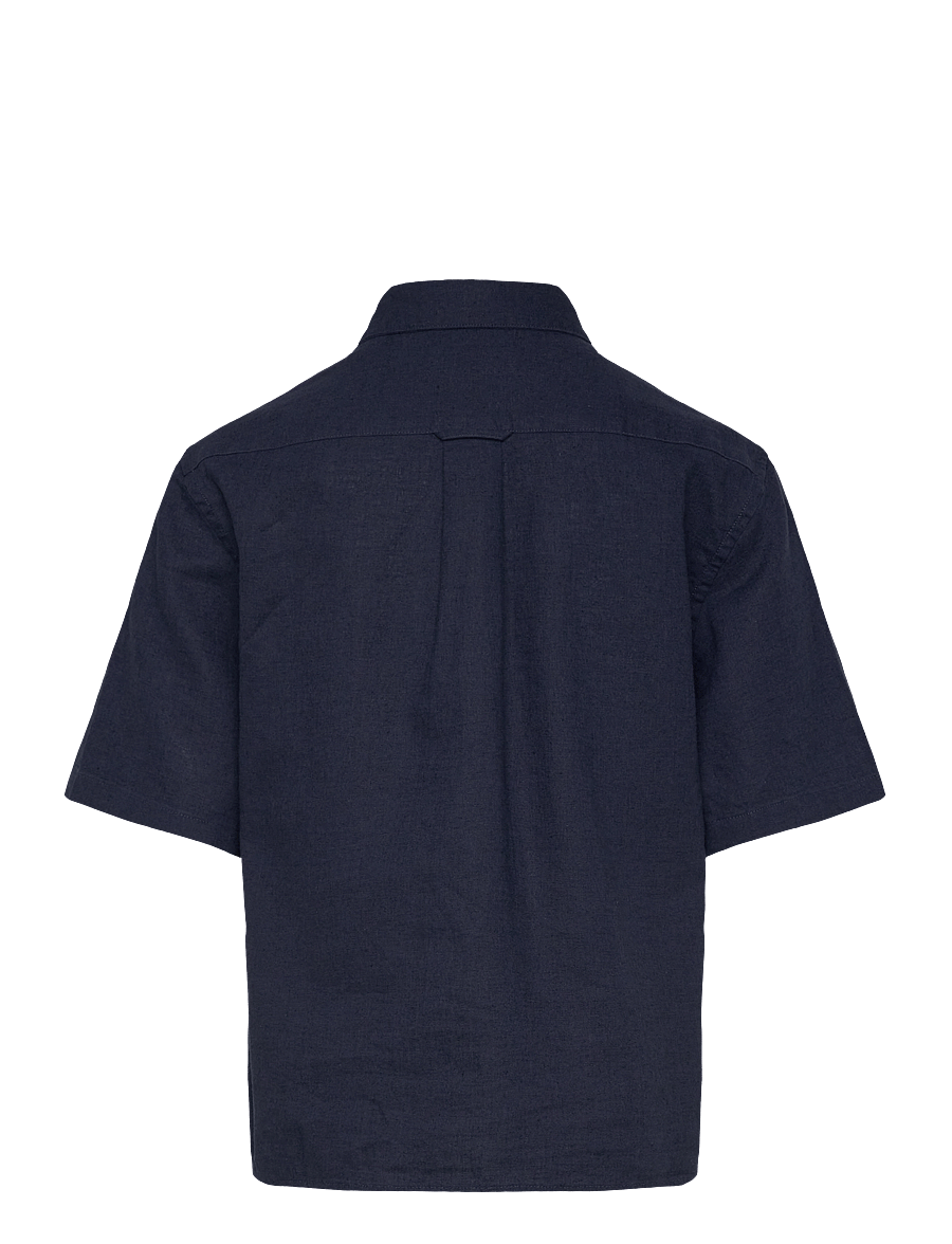 Gant - COTTON LINEN SS SHIRT - kurzärmlige hemden - marine - 1