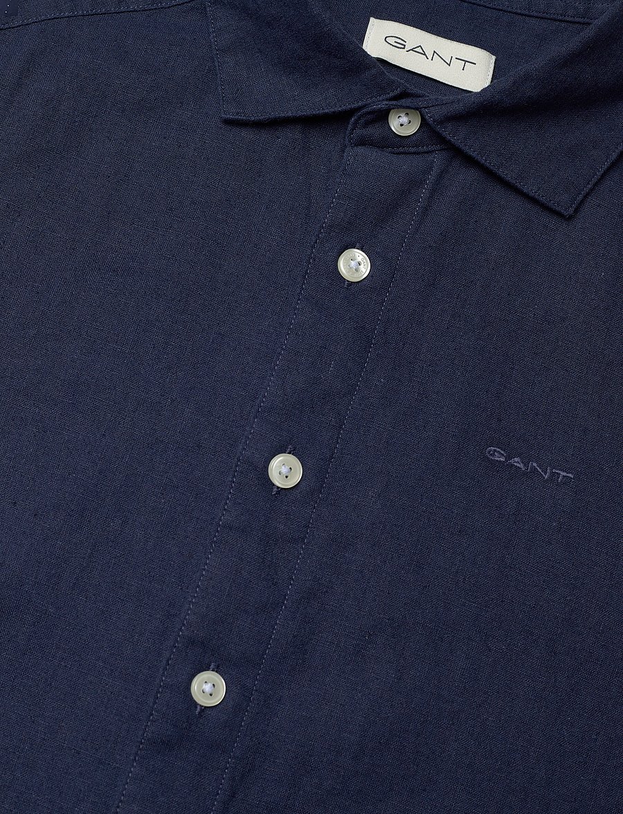 Gant - COTTON LINEN SS SHIRT - kurzärmlige hemden - marine - 2