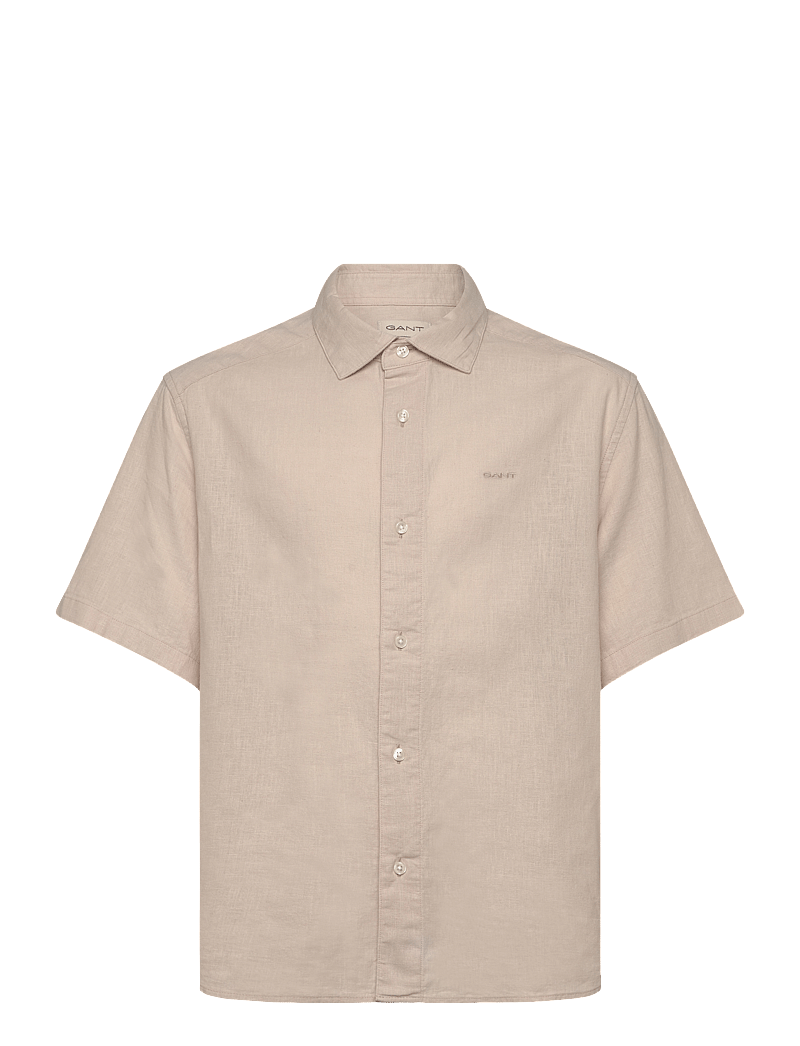 GANT - COTTON LINEN SS SHIRT - kortärmade skjortor - putty - 0