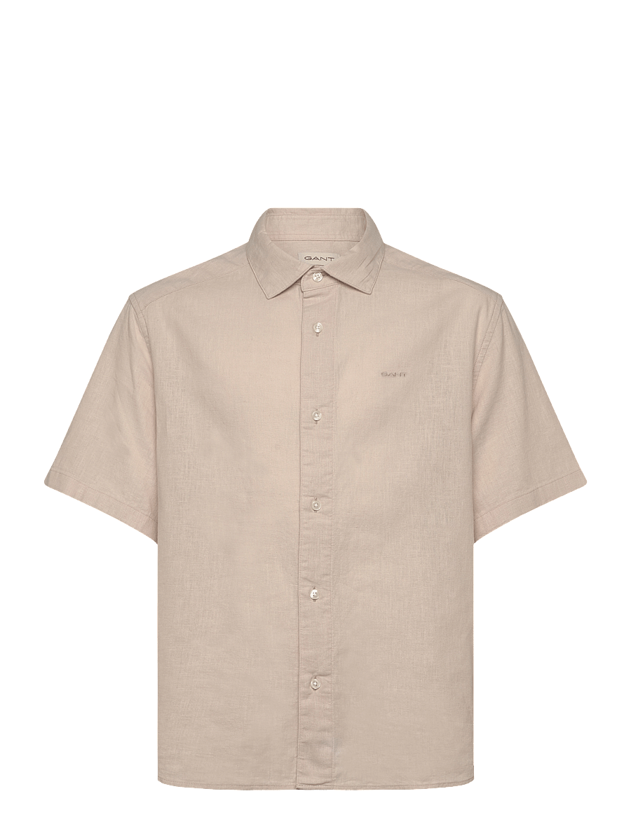Gant - COTTON LINEN SS SHIRT - kurzärmlige hemden - putty - 0