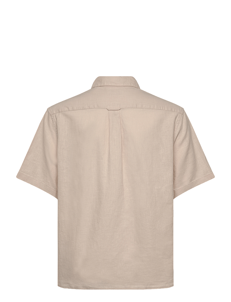 GANT - COTTON LINEN SS SHIRT - kortärmade skjortor - putty - 1