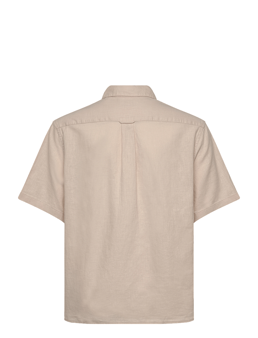Gant - COTTON LINEN SS SHIRT - kurzärmlige hemden - putty - 1