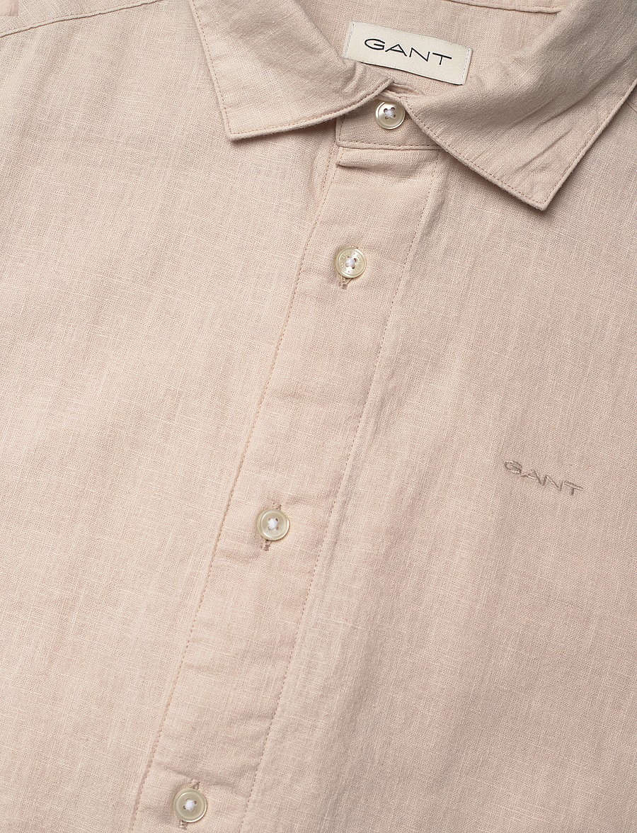 Gant - COTTON LINEN SS SHIRT - kurzärmlige hemden - putty - 2