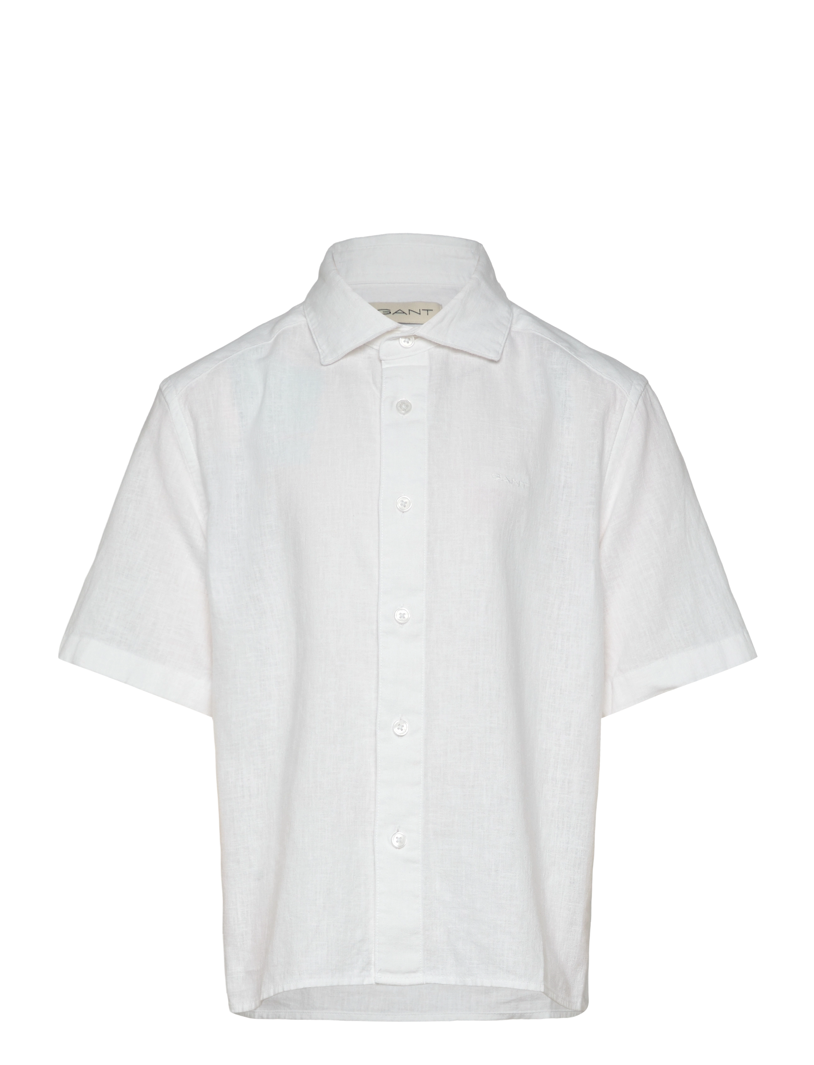 Gant Cotton Linen Ss Shirt, 146-152, White, Skjorter > Kortærmede Shirts, Børn
