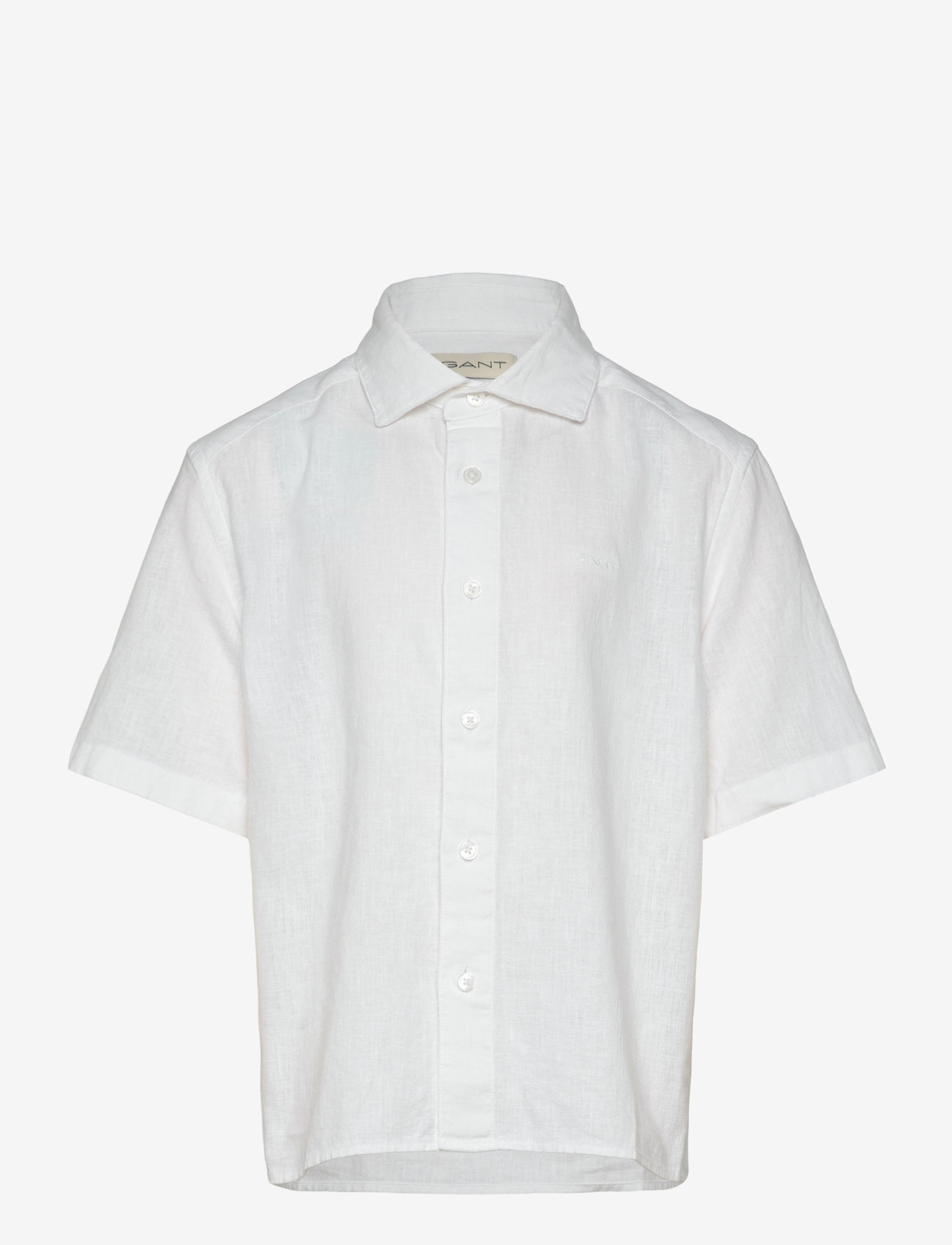 GANT - COTTON LINEN SS SHIRT - lyhythihaiset kauluspaidat - white - 0
