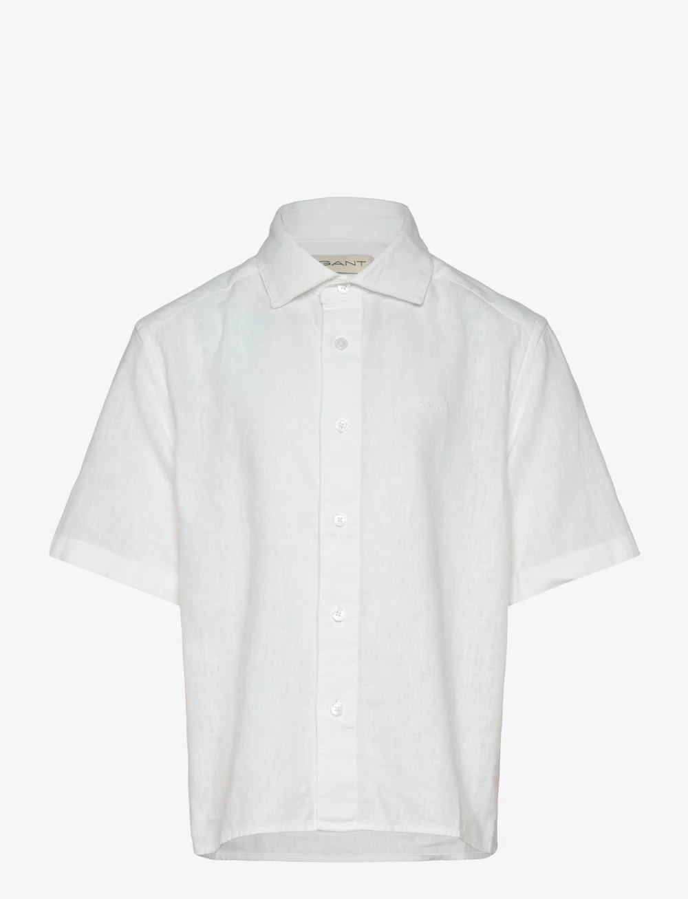 GANT - COTTON LINEN SS SHIRT - kurzärmlige hemden - white - 0