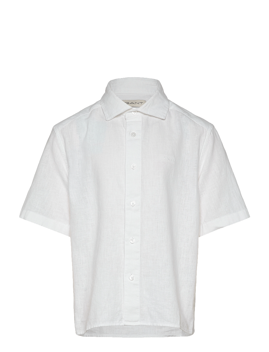Gant - COTTON LINEN SS SHIRT - kurzärmlige hemden - white - 0