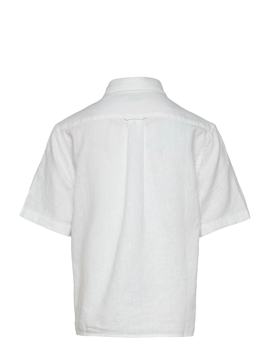 Gant - COTTON LINEN SS SHIRT - kurzärmlige hemden - white - 1
