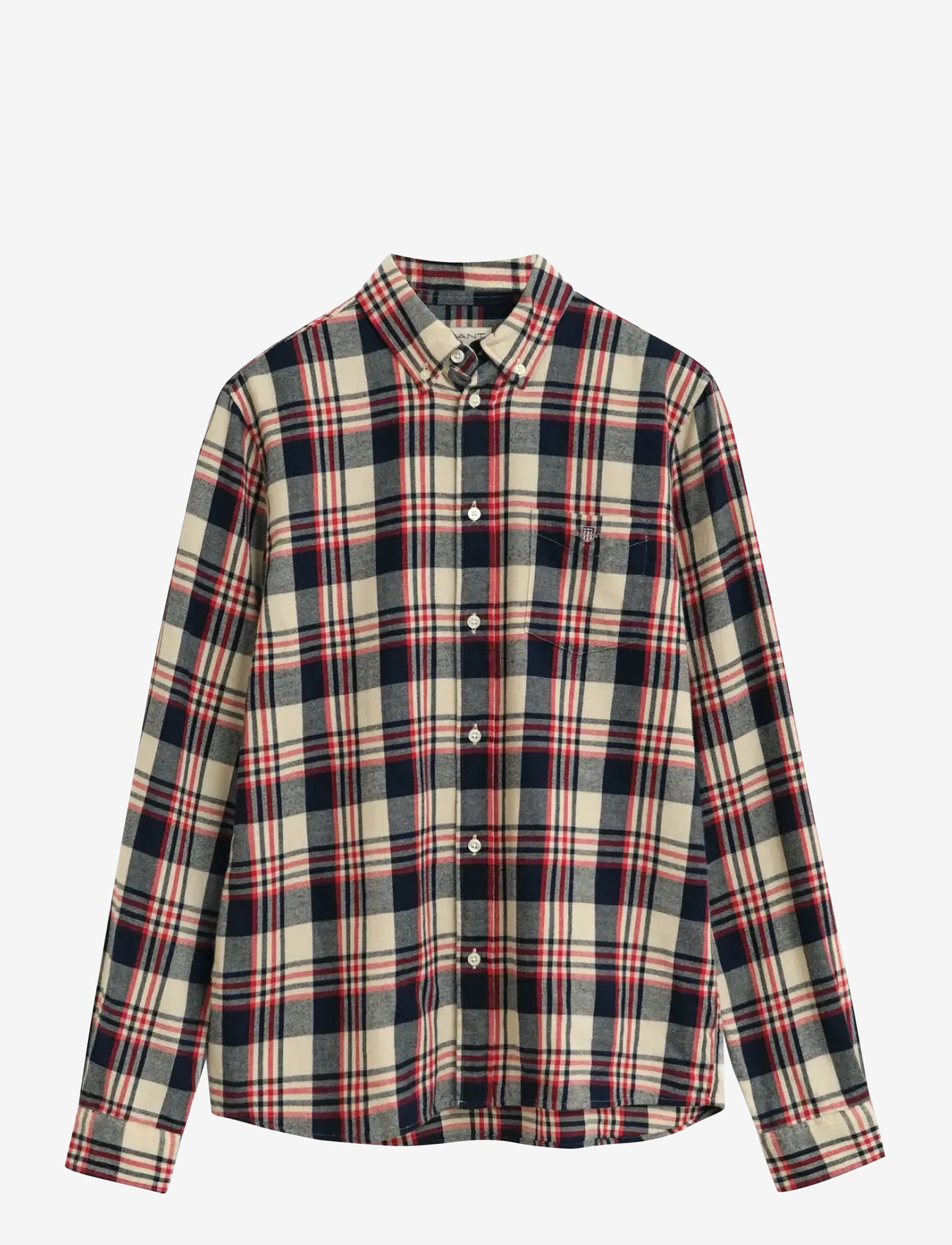 GANT - CHECKED FLANNEL BD SHIRT - pikkade varrukatega särgid - ruby red - 0