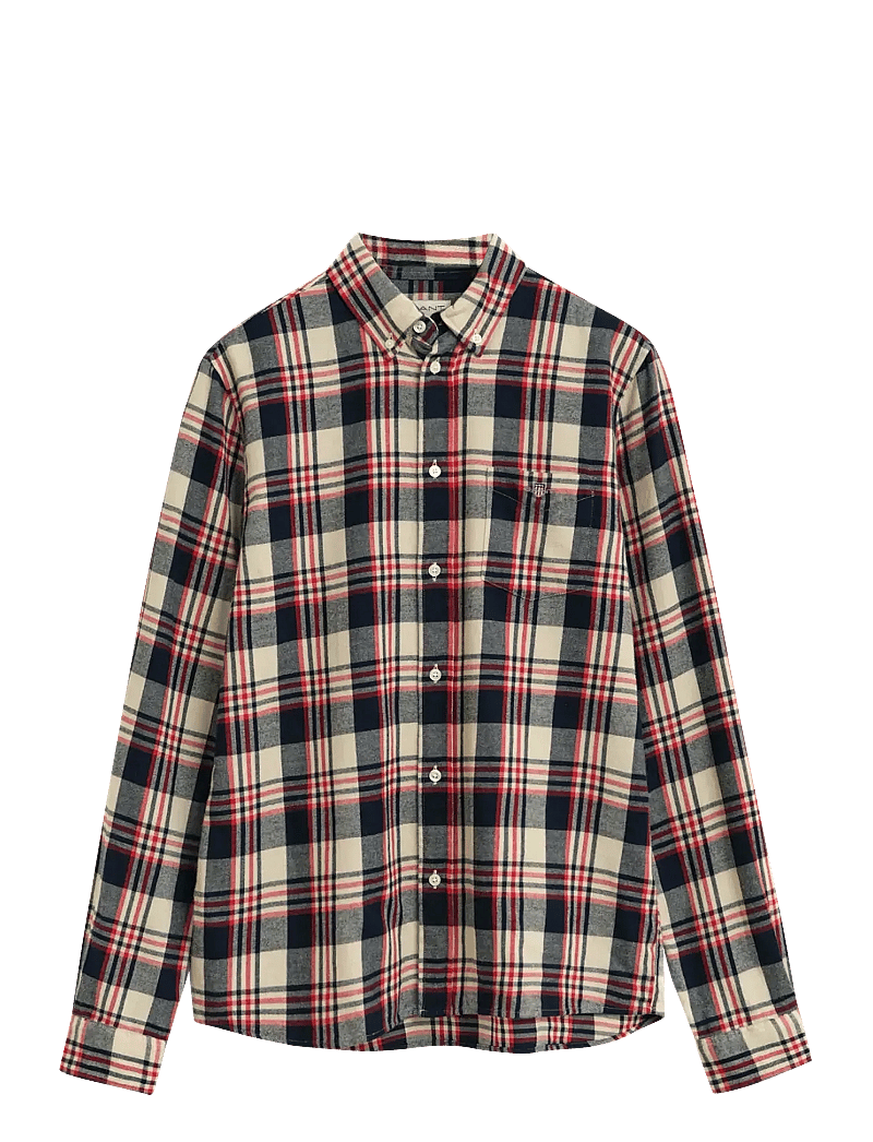 GANT - CHECKED FLANNEL BD SHIRT - pikkade varrukatega särgid - ruby red - 0