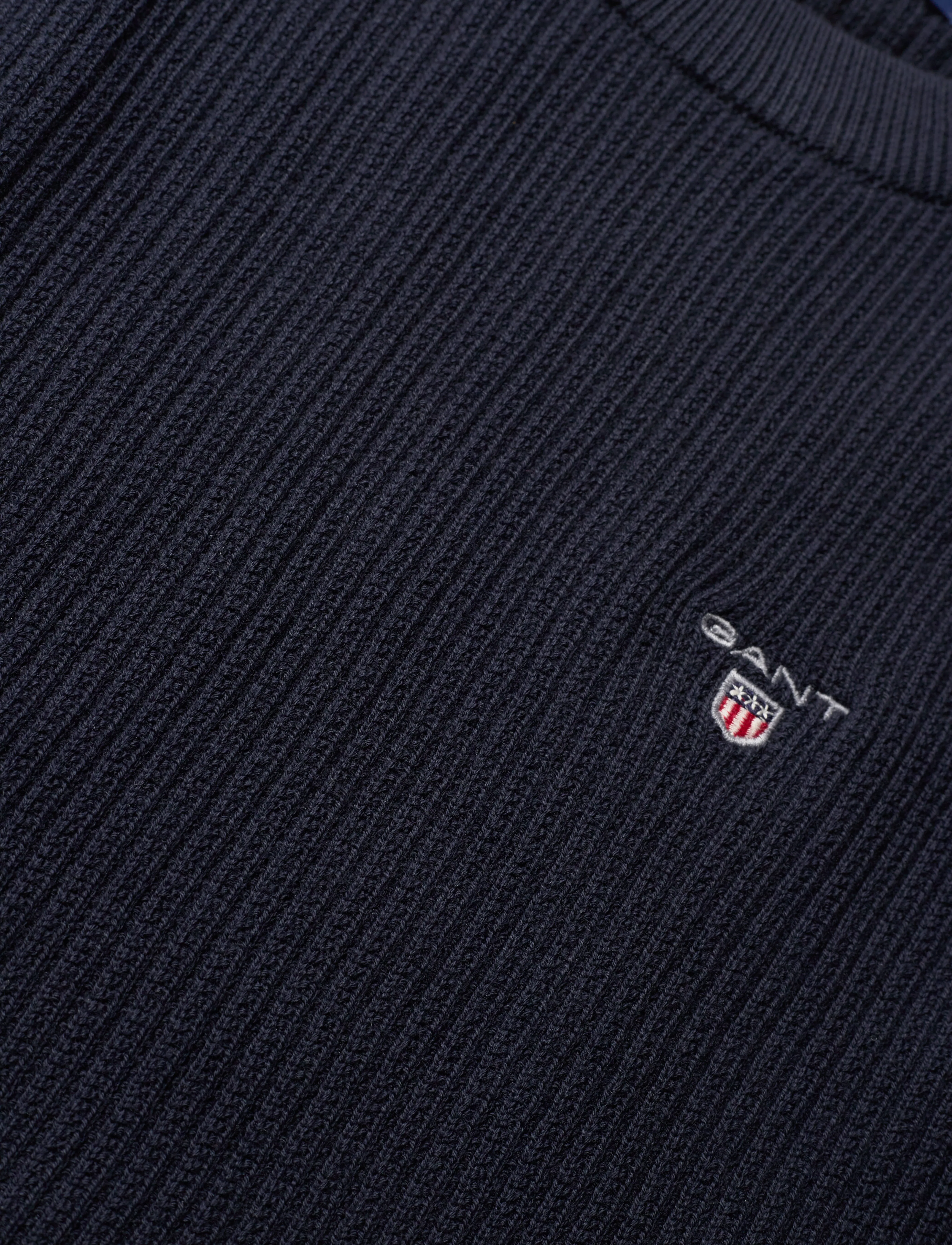 GANT - CASUAL COTTON RIBBED C-NECK - evening blue - 2