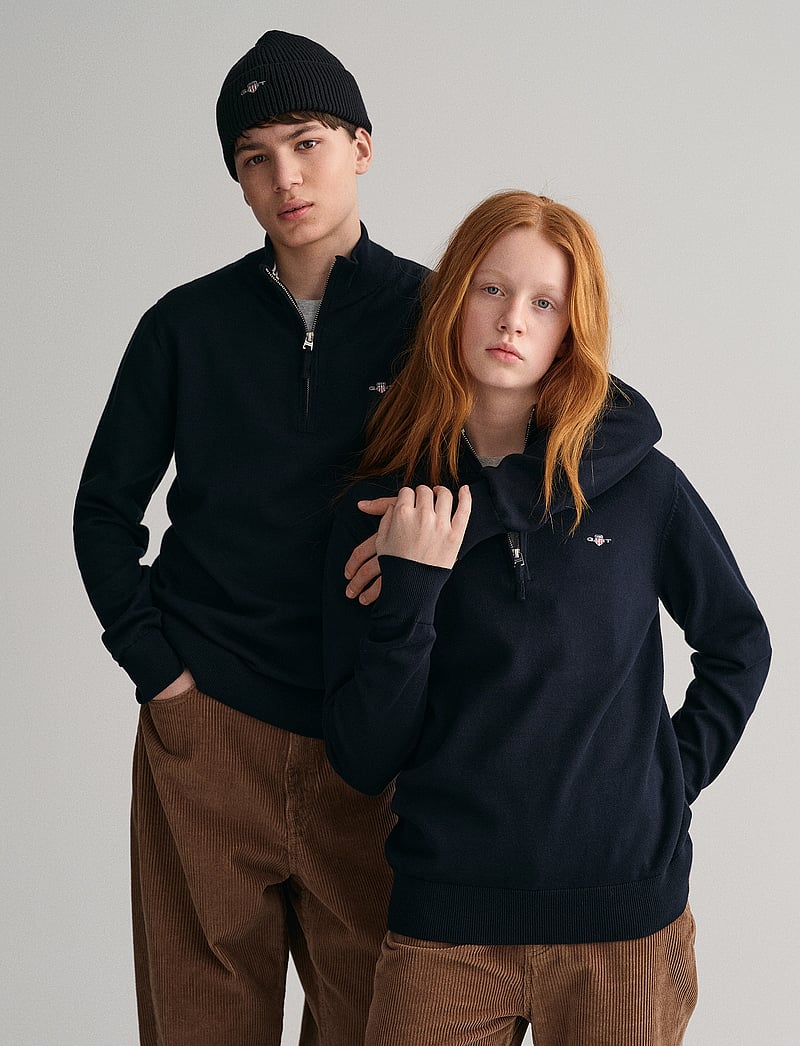 GANT - SHIELD COTTON HALF ZIP - džemprid - evening blue - 0