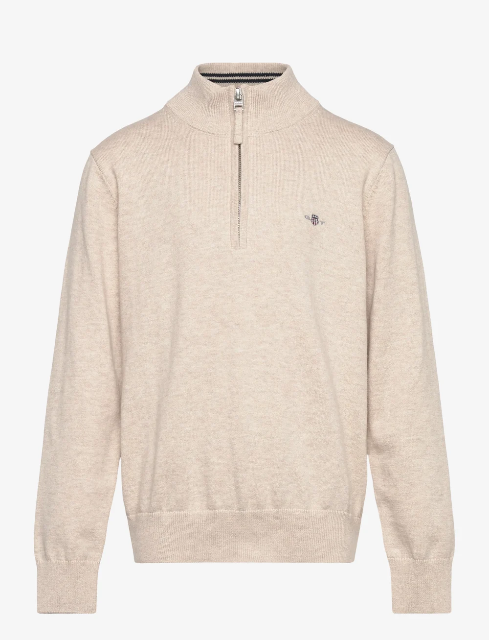 GANT - SHIELD COTTON HALF ZIP - stickade tröjor - light beige melange - 0