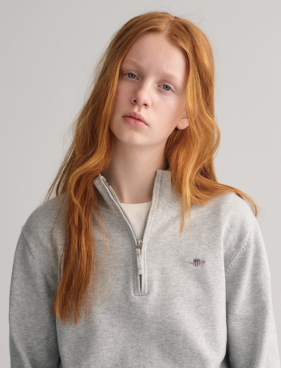 Gant - SHIELD COTTON HALF ZIP - džemprid - light grey melange - 4