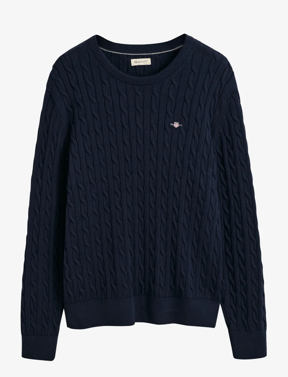 GANT - SHIELD COTTON CABLE C-NECK - stickade tröjor - evening blue - 1