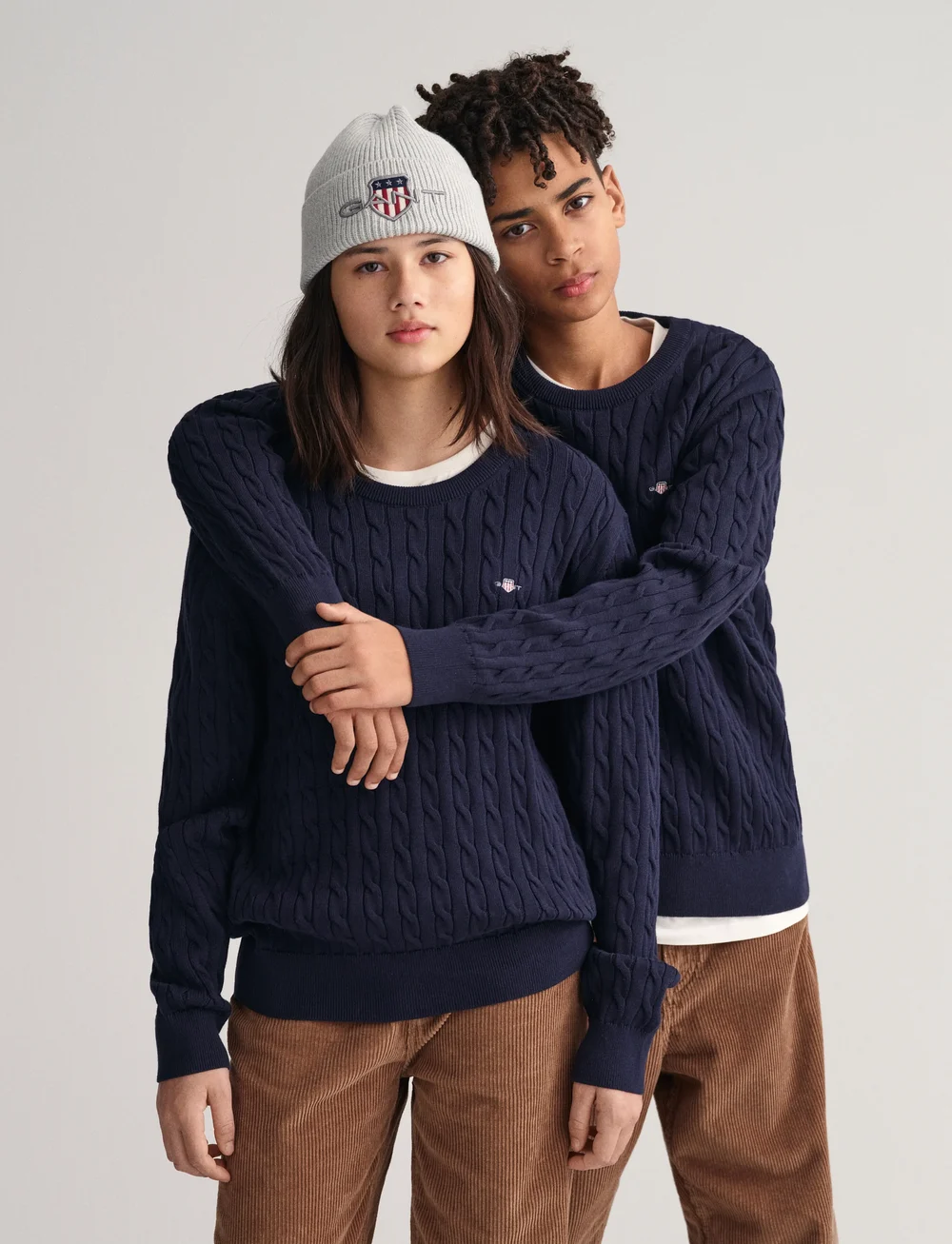 GANT - SHIELD COTTON CABLE C-NECK - stickade tröjor - evening blue - 0