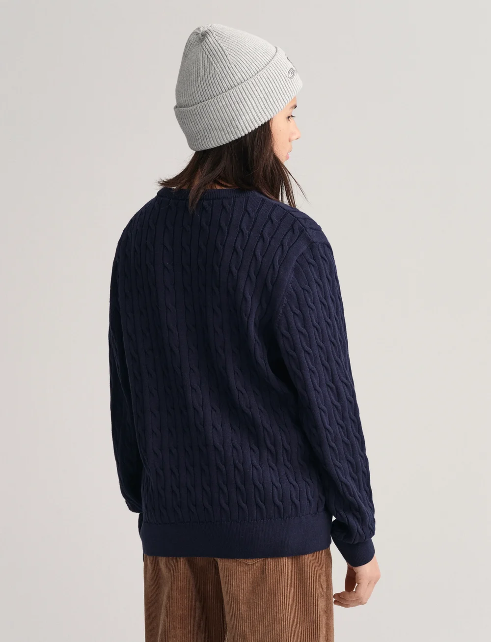 GANT - SHIELD COTTON CABLE C-NECK - stickade tröjor - evening blue - 2