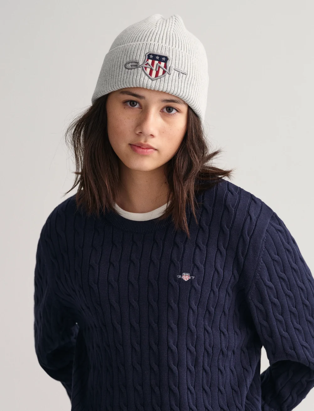 GANT - SHIELD COTTON CABLE C-NECK - stickade tröjor - evening blue - 3