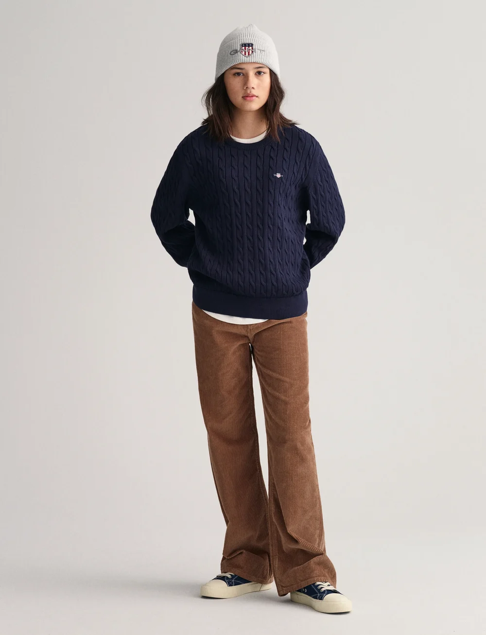 GANT - SHIELD COTTON CABLE C-NECK - stickade tröjor - evening blue - 4