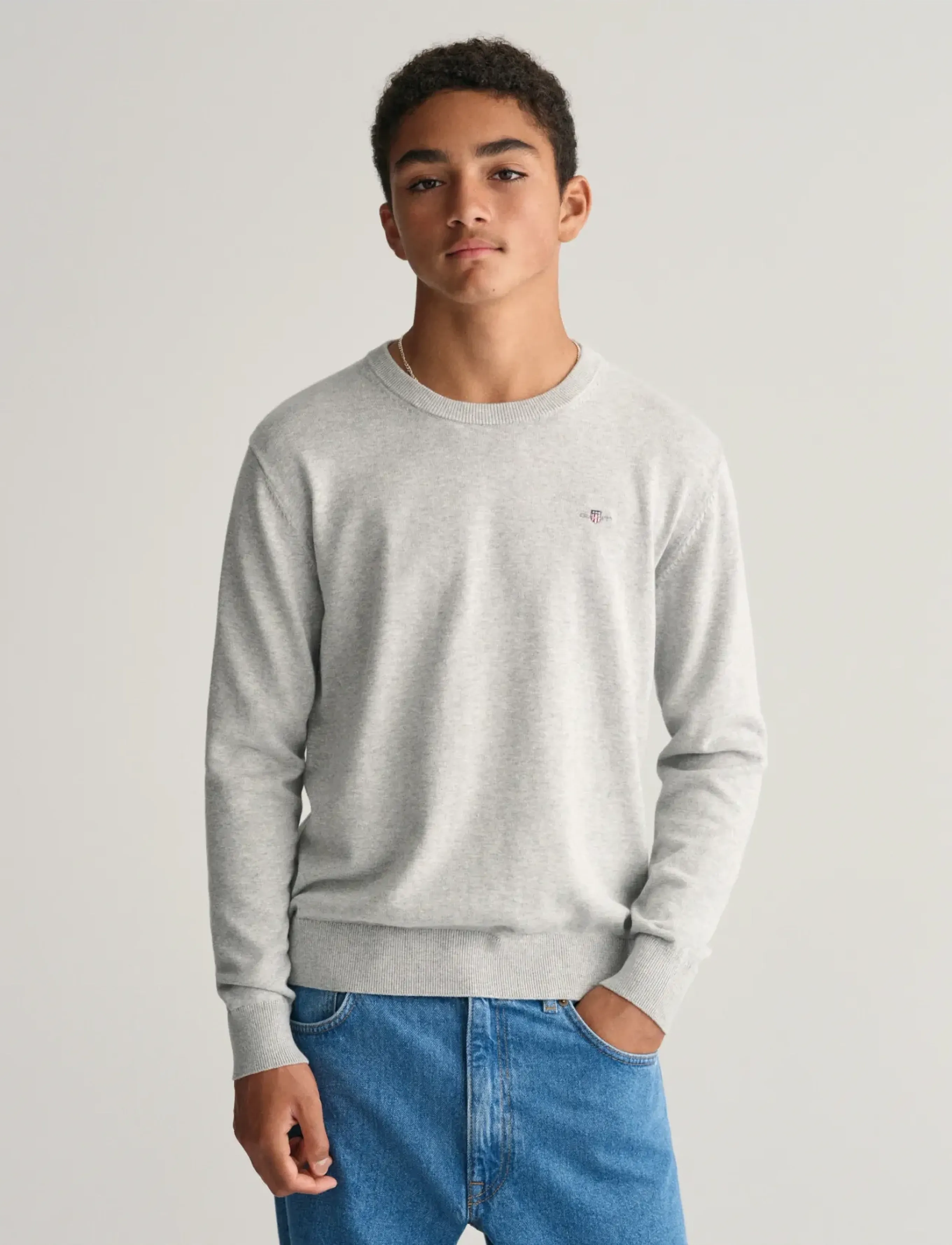 Gant SHIELD CLASSIC COTTON C-NECK - Pullover - LIGHT GREY MELANGE / grey