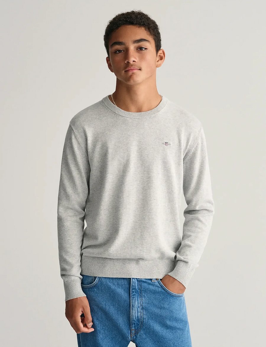 Gant - SHIELD CLASSIC COTTON C-NECK - pullover - light grey melange - 0