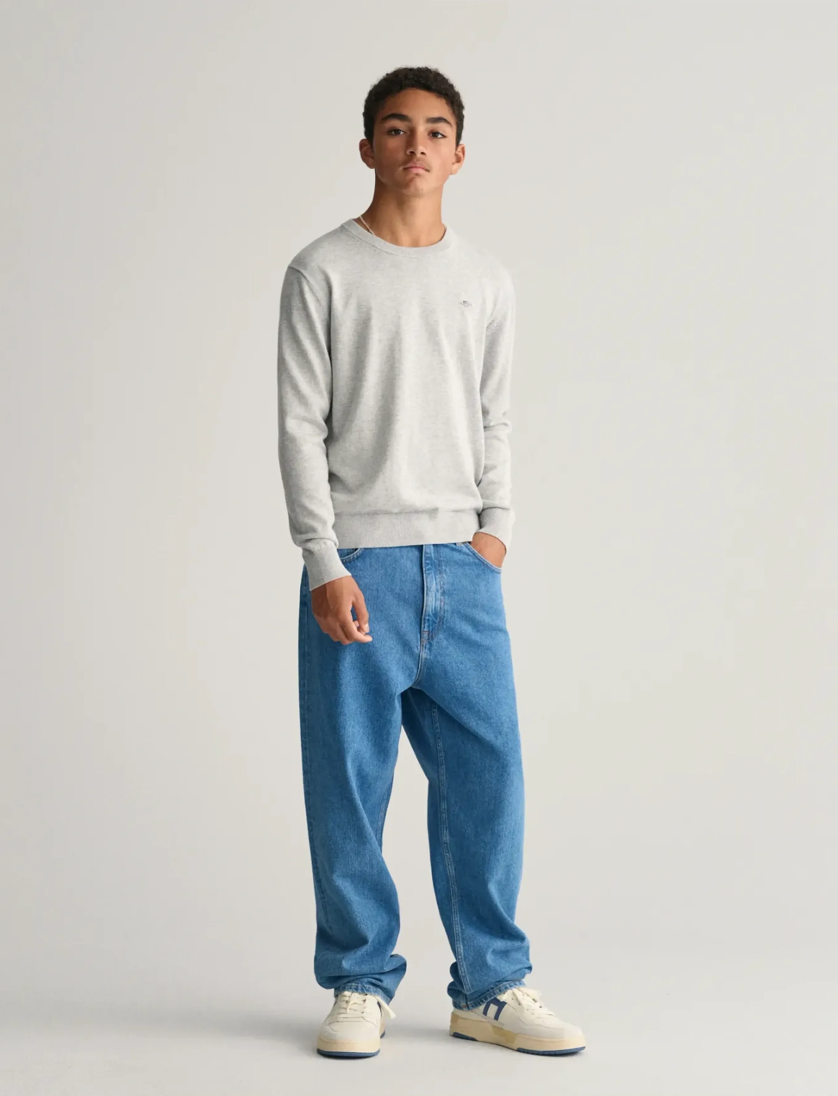 Gant - SHIELD CLASSIC COTTON C-NECK - truien - light grey melange - 5