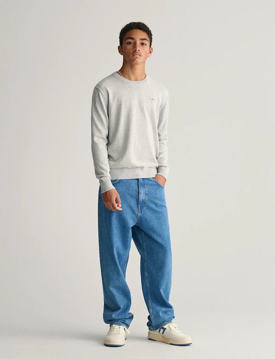 Gant - SHIELD CLASSIC COTTON C-NECK - pullover - light grey melange - 5
