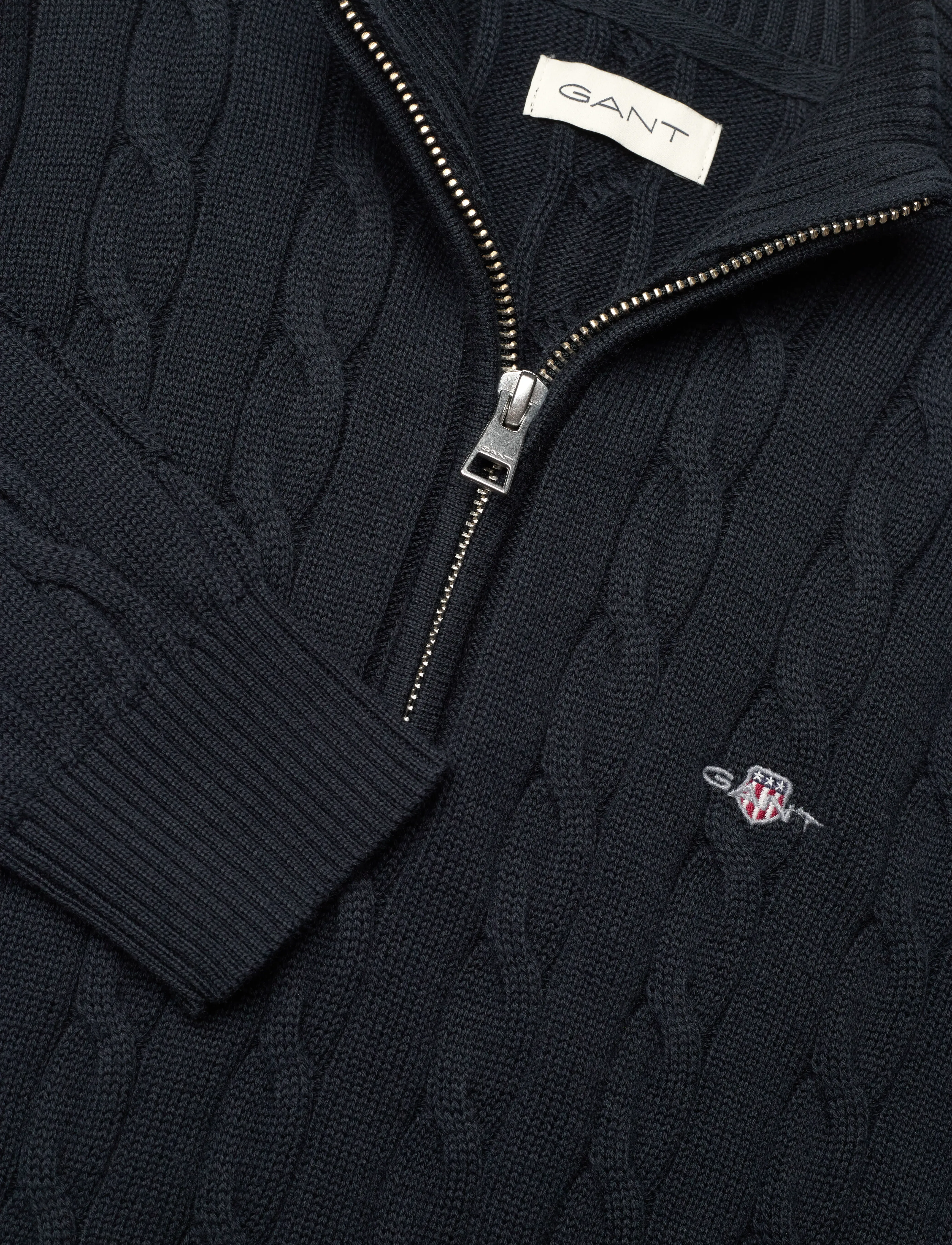 Gant - COTTON CABLE HALF ZIP - džemprid - evening blue - 2