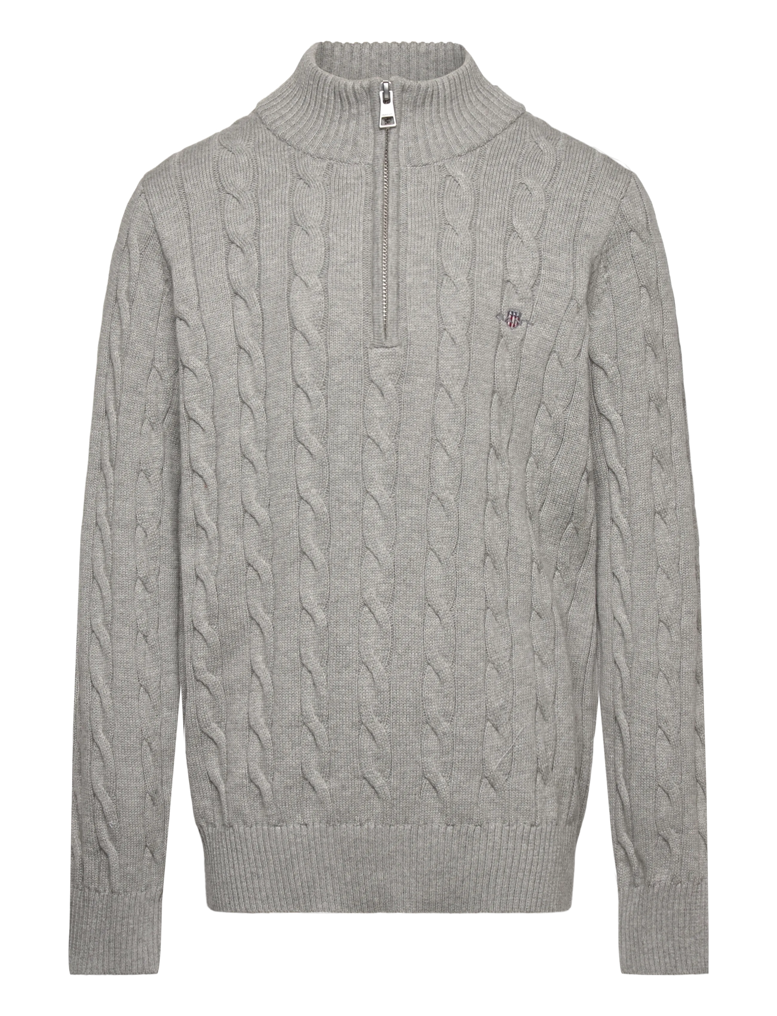 Gant COTTON CABLE HALF ZIP - Pullover - GREY MELANGE / grey