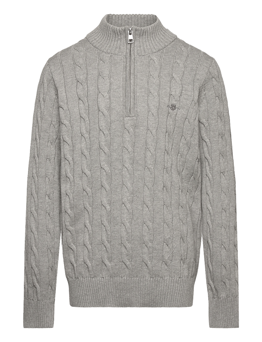 Gant - COTTON CABLE HALF ZIP - neulepuserot - grey melange - 0