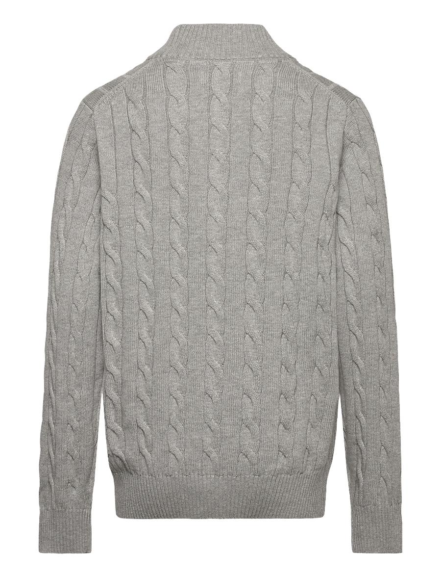 Gant - COTTON CABLE HALF ZIP - neulepuserot - grey melange - 1
