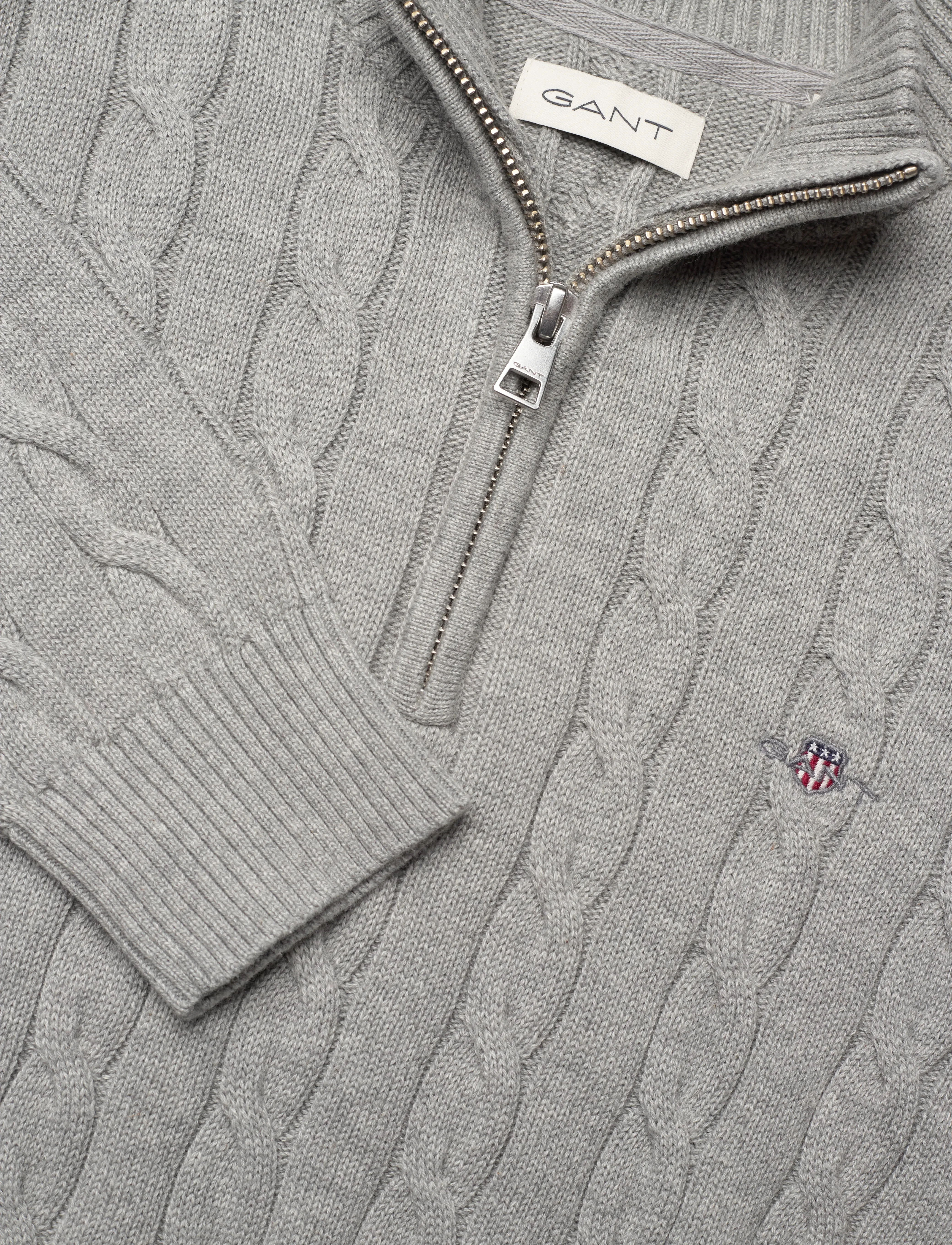 Gant - COTTON CABLE HALF ZIP - jumpers - grey melange - 2
