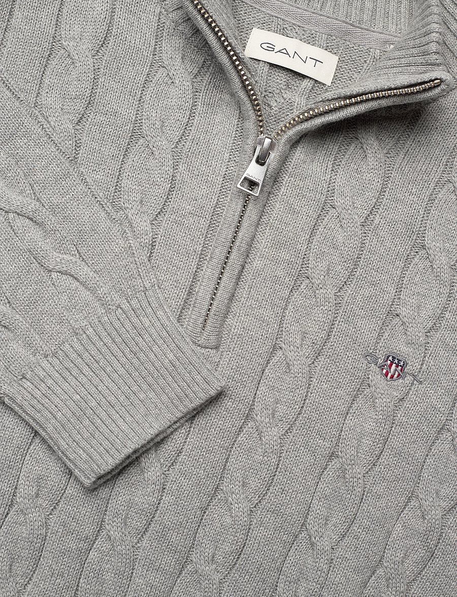 Gant - COTTON CABLE HALF ZIP - neulepuserot - grey melange - 2