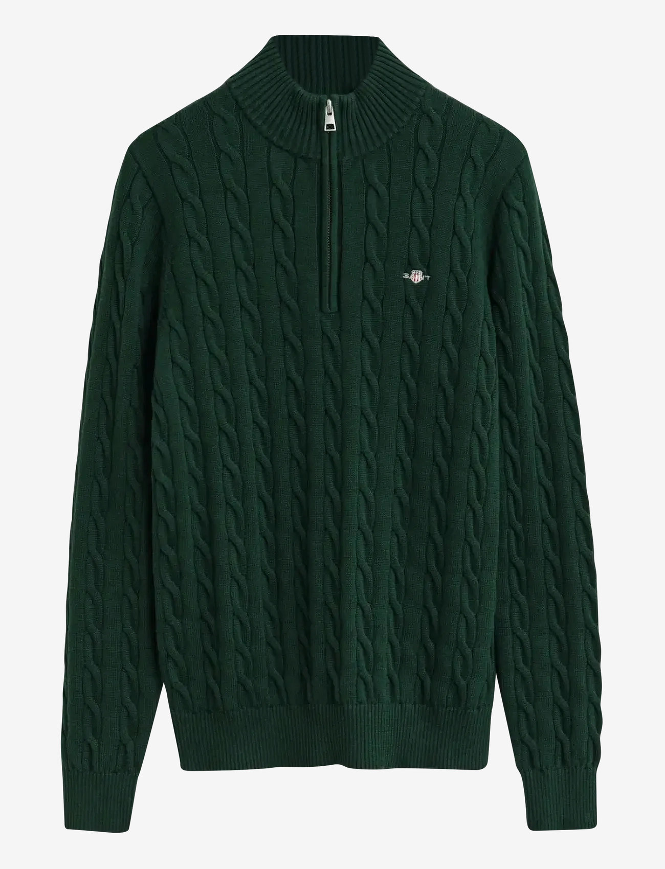 Gant - COTTON CABLE HALF ZIP - trøjer - tartan green - 0